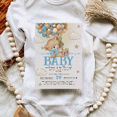 Invitation Baby shower Ballons Bleus Ours Teddy