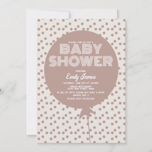 Invitation Baby Shower Ballons Bohémiens à Points (Devant)
