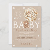 Invitation Baby shower Ballons d'or Brown de l'ours (Devant)