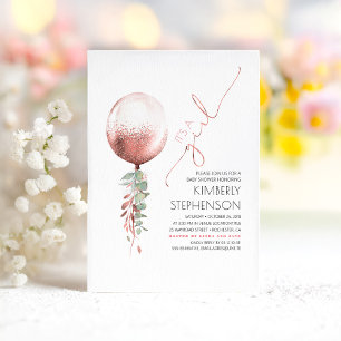 Invitation Baby shower balloon Parties scintillant or verdoya