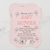 Invitation Baby shower balloon Rose doux (Devant / Derrière)