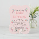 Invitation Baby shower balloon Rose doux (Debout devant)
