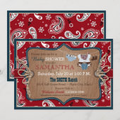 Invitation Baby shower Bandanna Print Cowboy (Devant / Derrière)