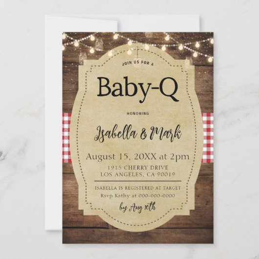 Invitation Baby shower barbecue Baby-Q (Devant)