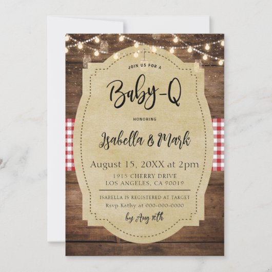 Invitation Baby shower barbecue Baby-Q (Devant)