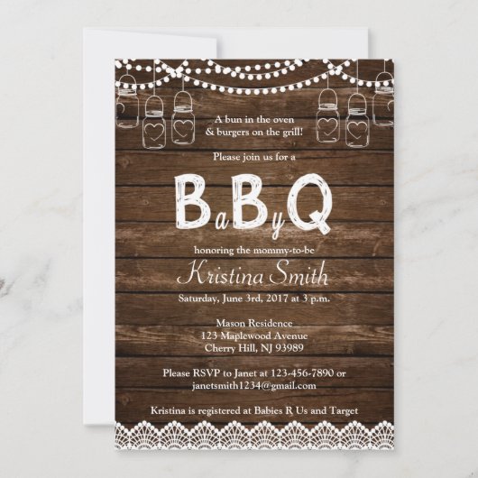 Invitation Baby shower barbecue - Baby shower Baby (Devant)