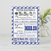 Invitation Baby shower Barbecue BaByQ bleu (Debout devant)