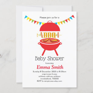 Invitation baby shower barbecue, barbecue, barbecue grill bar