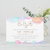 Invitation Baby shower barbecue Bébé-Q avec bulles arc-en-cie (Debout devant)