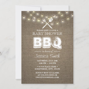 Invitation Baby shower barbecue Burlap à chaîne rustique