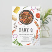 Invitation Baby shower barbecue coloré Baby-Q (Debout devant)