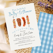 Invitation Baby shower barbecue Douche Babyq bleu rustique En