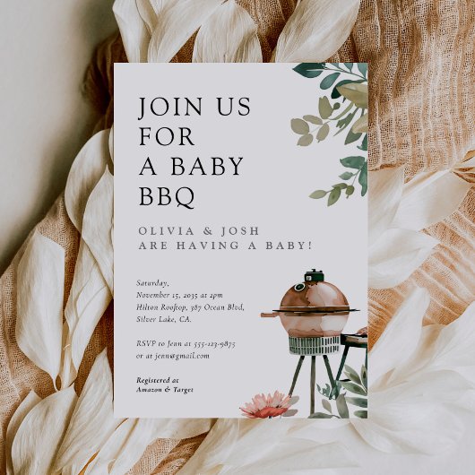 Invitation Baby shower barbecue Neutre hommes-femmes
