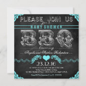 Invitation Baby shower barbecue noir tableau noir garçon invi (Devant)