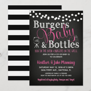 Invitation Baby shower barbecue pour tableau noir pour filles