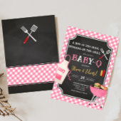 Invitation Baby shower barbecue rose En vichy