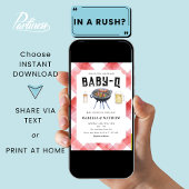 Invitation Baby shower barbecue rouge En vichy bébé-Q