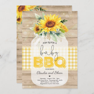 Invitation Baby shower barbecue Sunflower Baby Q Douche pour 