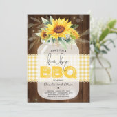 Invitation Baby shower barbecue Sunflower Baby Q Douche pour (Debout devant)