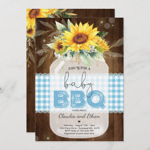 Invitation Baby shower barbecue Sunflower Baby Q Douche pour 