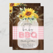 Invitation Baby shower barbecue Sunflower Baby Q Douche pour (Devant / Derrière)