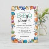 Invitation Baby shower barbecue Tropical Beach (Debout devant)