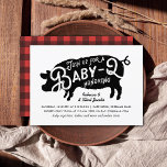 Invitation Baby shower barbecue vintage Black Red Pig Baby-Q<br><div class="desc">Bébé-Q en style vintage et cochon encré. Customisez avec les détails de votre événement. La couleur du dossier est également personnalisable.</div>