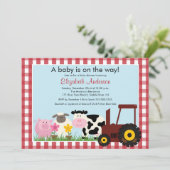 Invitation Baby shower Barnyard Animals (Debout devant)