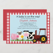 Invitation Baby shower Barnyard Animals (Devant / Derrière)