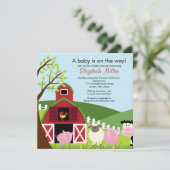 Invitation Baby shower Barnyard Animals (Debout devant)