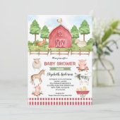 Invitation Baby shower Barnyard Farm Animals (Debout devant)