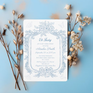 Invitation Baby shower Baroque Filigrane à la Grande Pervench