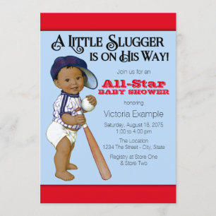 Invitation Baby Shower Baseball pour Bébé Ethnique Garçon