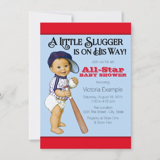Invitation Baby Shower Baseball pour Garçon (Devant)