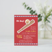 Invitation Baby shower baseball rouge (Debout devant)