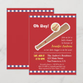 Invitation Baby shower baseball rouge (Devant / Derrière)