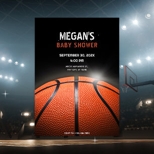 Invitation Baby shower basket-ball noir sombre,