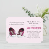 Invitation Baby shower Basket rose, Bébée fille (Debout devant)