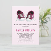 Invitation Baby shower Basket rose, Bébée fille (Debout devant)