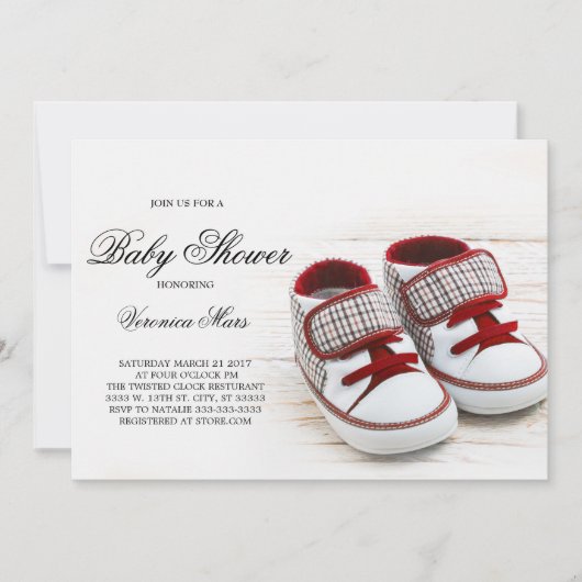 Invitation Baby shower Basket rouge (Devant)