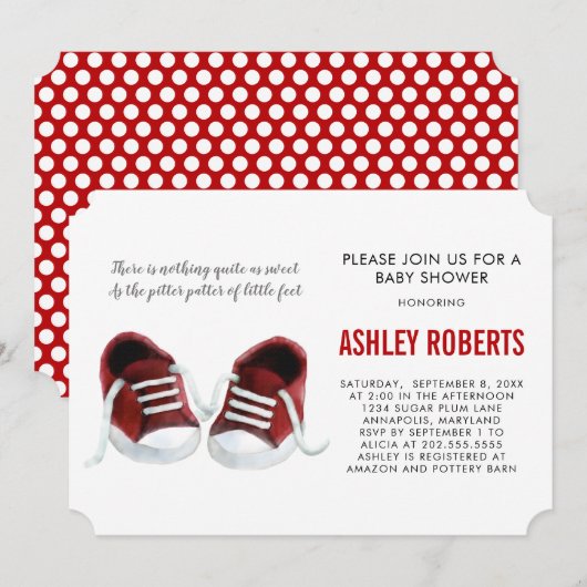 Invitation Baby shower Basket rouge Invitation, garçon ou fil (Devant / Derrière)