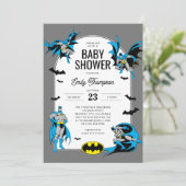 Invitation Baby shower Batman personnalisé (Debout devant)