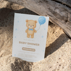 Invitation Baby shower Bauon Bleu Bébé Simple