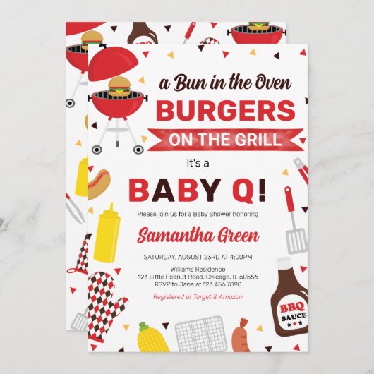 Invitation Baby shower BBQ (Devant / Derrière)