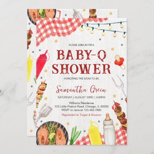 Invitation Baby shower BBQ (Devant / Derrière)