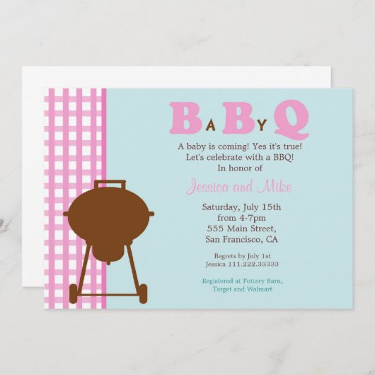 Invitation Baby shower BBQ (Devant / Derrière)