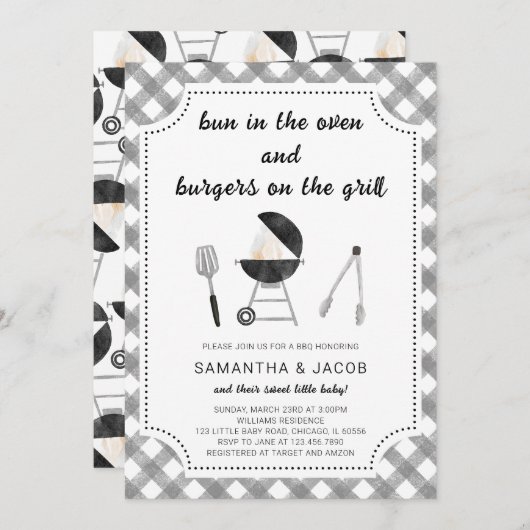 Invitation Baby shower BBQ (Devant / Derrière)