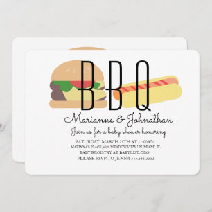 Invitation Baby shower BBQ Baby Q Jardin Hot Dog Hamburger