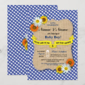 Invitation Baby shower BBQ BaByQ Fleur marguerite (Devant / Derrière)