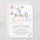 Invitation Baby Shower BBQ | Barbecue Arc-en-ciel Pastel (Devant)